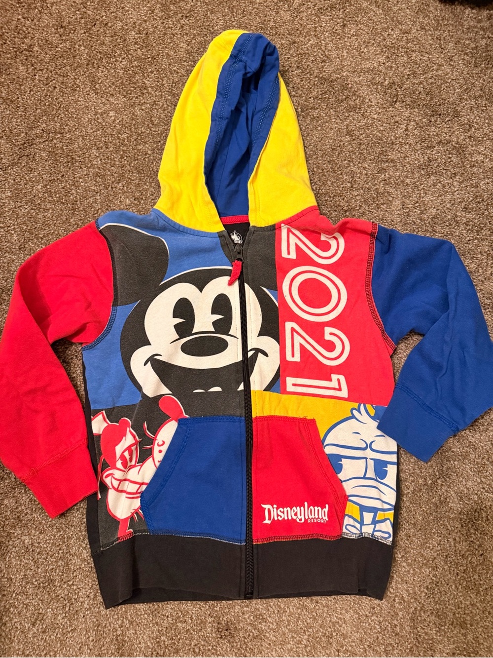 Disneyland Resort Kids' Colorblock Mickey 2021 Zip Hoodie - Red/Blue/Yellow